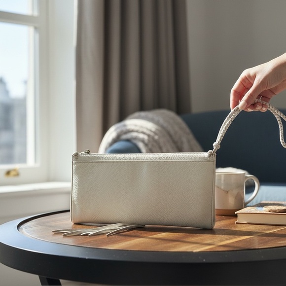 Banana Republic white textured leather long wallet and wristlet - Picture 2 of 4